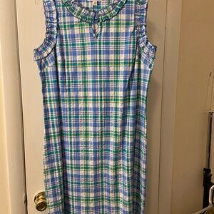 Kim Rogers Checkered Midi Dress in Blue and Green